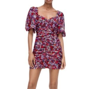 ZARA Draped Puff sleeve dress blogger favorite